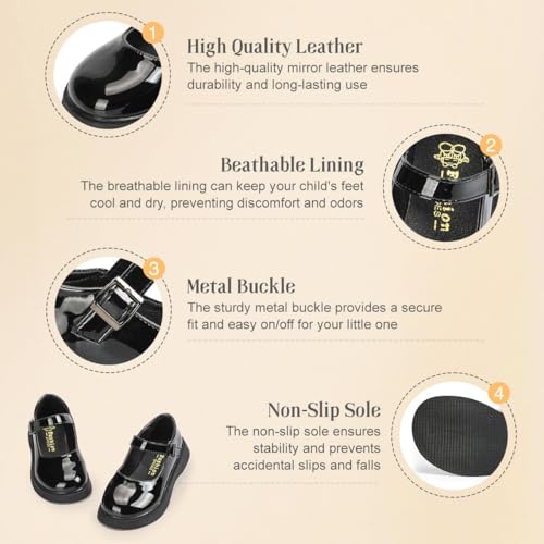 Image of KIDSUN Girl's Oxford School Uniform Dress Shoe Princess Flats Bow Slip on Loafer (Toddler /Little Kid)