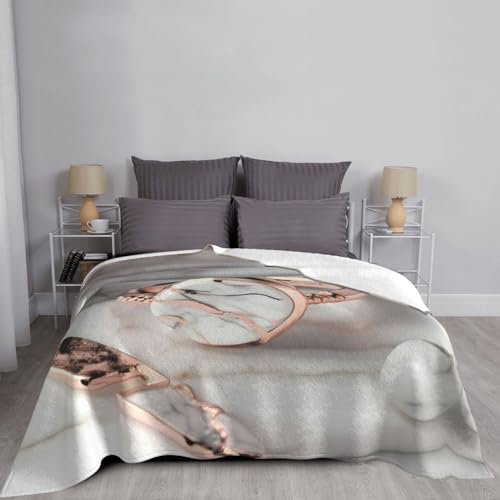Couverture polaire en flanelle marbre blanc drap de lit chaud et moelleux