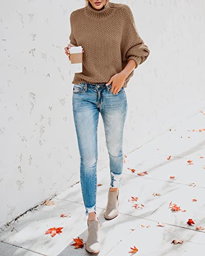 image for Ashuai Womens Turtleneck Sweaters Casual Oversized Chunky Batwing Long