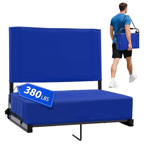 Stadium Seats with Back Support - Padded Portable Bleacher Seat with Handle Shoulder Strap - 18.4in...