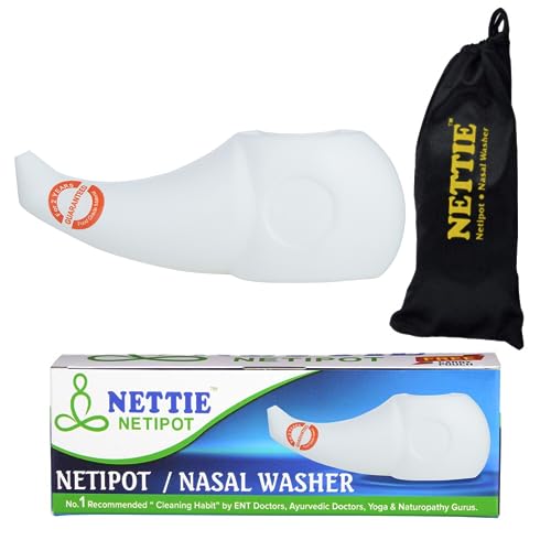 NETTIE Neti Pot |Food grade material, 300ml capacity, BPA Free, free carry pouch, ergonomic Nasal Irrigation for Effective Relief of Sinusitis, Allergies and Cold Symptoms jalaneti pot – Pack of 1