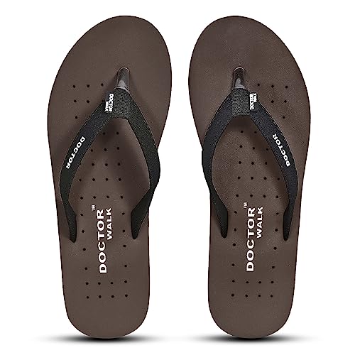Image of Doctor Walk Orthopaedic Flip Flops, Black, Cushioned Footbed with Anti-Slip Sole Slipper for Women's