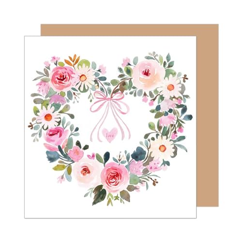 Edition Seidel Carte de félicitations de mariage premium carrée avec enveloppe. Carte de mariage Carte de vœux Mariage Just Married Fleur Couronne de fleurs...