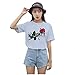 Produktbild KIMODO Damen Mode Casual Kurzarm Women Oansatz Charakter Bluse T-Shirt Tops, Plus GrößE S-3Xl Freizeit Einfarbig Lose Women Pullover 2020 Neue Fashion Shirt (A-Hellblau, L)