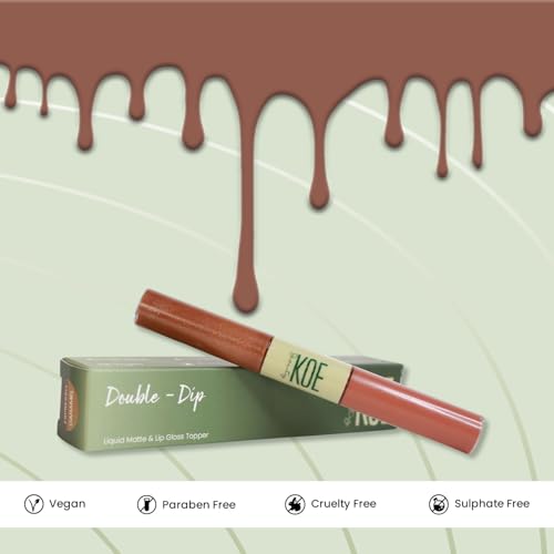 Image of Double Dip | Espresso & Caramel | Deep Bold Brown Matte Lipstick (2ml) Plus Rich Golden Glaze Buttery Finish Lip Topper (2ml) | Perfect Balance of Color & Shine