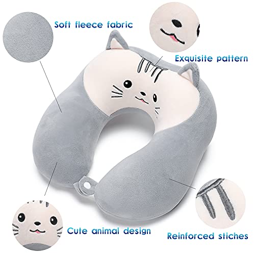 Travel Pillow for Kids and Adults, Cute Animal Memory Foam Neck Pillow with Soft Fleece Cover and Eye Mask Set, Airplane… - Image 3