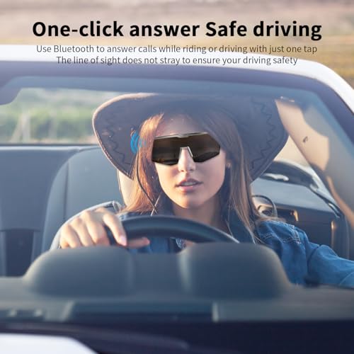 Image of Sports Smart Glasses, Running Sunglasses for Women & Men, Polarized Bluetooth Cycling Glasses, Built-in Mic & Open Ear Music Speakers, Voice Assistant, UV Protection for Outdoor Activities (Siliver)