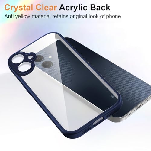 Image of Kapa Hawkeye Clear Slim Tough Back Cover for Samsung Galaxy F70e 5G | Camera Lens Protector Anti Yellow Shockproof Clear Hybrid Case Cover (Blue Sides)