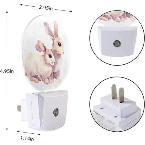 Image of EKOBLA Easter Bunny Night Light, White Rabbit Night Lights Plug Into Wall with Auto Sensor for Kids, Women and Happy Easter Decor