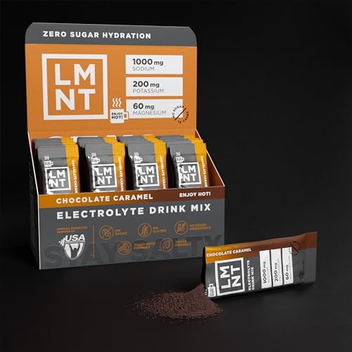 LMNT Zero Sugar Hot Chocolate or Coffee Blender - Chocolate Caramel Salt | Drink Mix | 30 Pieces