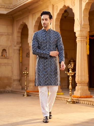 Image of Studio Shringaar Men's Polyester Relaxed Fit Straight Kurta