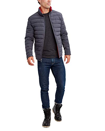 Nautica Men's Poly Stretch Reversible Midweight Puffer Jacket, Dark Grey, Medium