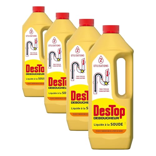 Destop déboucheur liquide à la soude - 1L (Lot de 4)