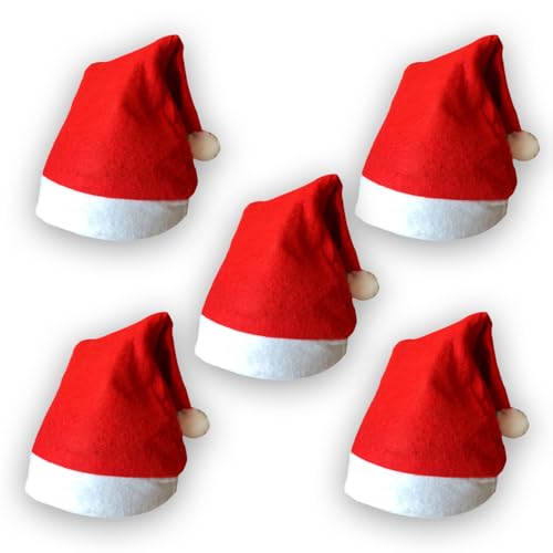 KAILIYA 5 Pack Plush Christams Hat Red Velvet Santa Hat with Comfort Warm Lining for Xmas Party Adul