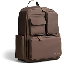 Itzy Ritzy Utility Diaper Bag Backpack Features 17 Pockets Including 2 Insulated Bottle Holders & Trolley Sleeve and Includes Stroller Straps & Changing Pad Part of the Belong Collection Mocha