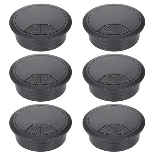 Larfraecy Passacavi Scrivania 6Pezzi Diametro 60 mm Passacavo di Plastica per Cavo per Tavolo Computer Occhielli per Organizzare Filo per Casa e Tavolo ddell’ufficio (Nero)