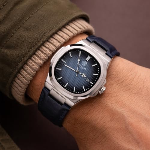 Image of Carlton London Jordan Men Analog Watch, Round Dial, Leather Strap, Quartz Movement, 43 mm Case, Date Display, Classic Casual Style, 30M Water Resistant