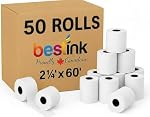 bestink 2 1/4" x 60' Thermal Paper Rolls – 50 Pack (2.25 x 60 Feet) BPA-Free Receipt Paper, Compatible with 2 1/4" x 75' & 80' POS Machines, Credit Card Terminals, Cash Registers, Receipt Printers