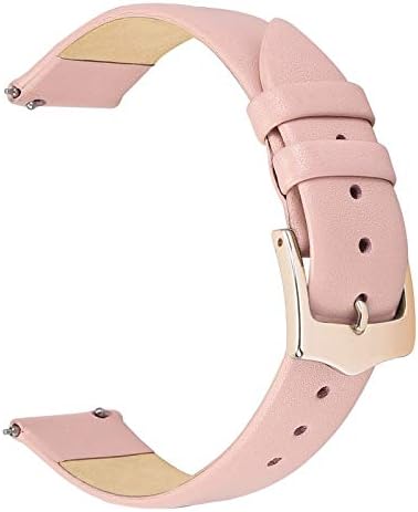 EACHE Women Pink Leather Watch Bands Quick Release 18mm Thin Leather Watch straps for Ladies With Rose Gold Buckle