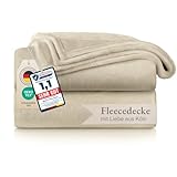Blumtal Kuscheldecke flauschig - Oeko-TEX zertifizierte Fleecedecke 150x200 cm - Wohndecke 150x200 cm - Wohn- und Kuscheldecke Beige 150x200 - Fleecedecke Beige - Kuscheldecke flauschig