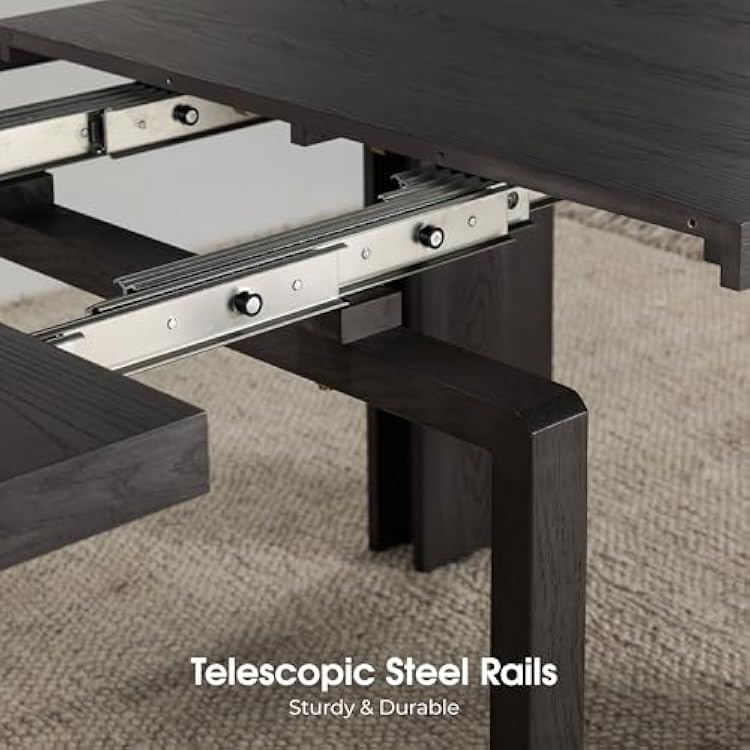 Transformer Table - Solid Wood Extendable Dining Table, Seats 2-12, Expandable Dining Room Table, Space-Saving Furniture, Kitchen and Dining Room Furniture (Black, Table + 2 Benches)