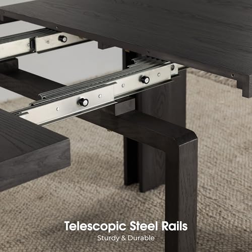 Transformer Table Solid Wood Extendable Dining Table, Black — view 5