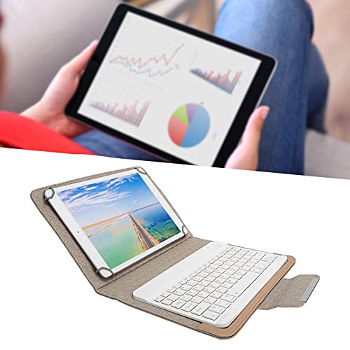 ASHATA Universal 9.7‑10.1 inch Tablet Keyboard Case,Wireless Bluetooth Removable Keyboard + PU Leather Case Cover,Travel Portable Leather Shell,Dustproof & Waterproof(golden) - Image 4
