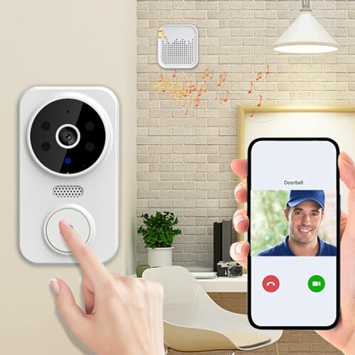 Smart Wireless Remote Video Doorbell,Intelligent Visual Rechargeable WiFi Security Doorbell Camera 90° Wide Viewing Angle,HD Night Vision,Automatical Work Mode for Apartment Home Office