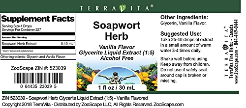 Miniatura 4 de TerraVita Soapwort Hierba Glicerita Extracto Líquido (15) - Sabor Vainilla (1 oz, ZIN 523039)