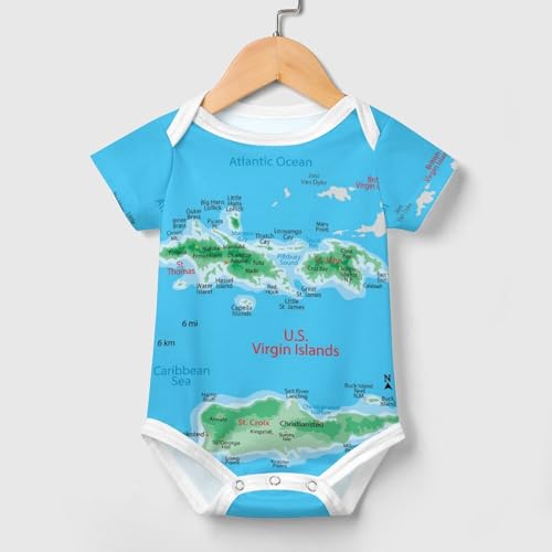 Maps of US Virgin Islands Newborn Baby Romper,Boy Girl Sweatshirt Outfit Romper3