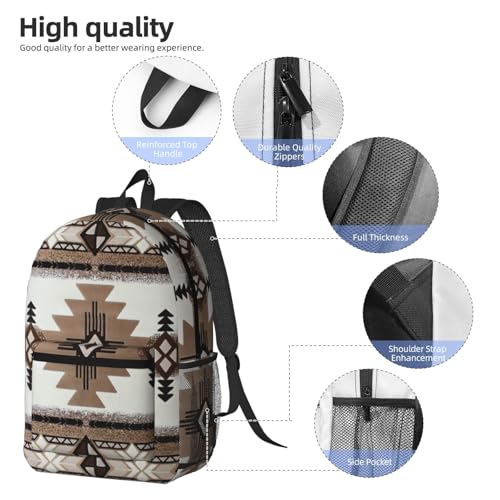 Sac à dos d'écolier léger Noir imprimé amérindien EdWal unique - 5