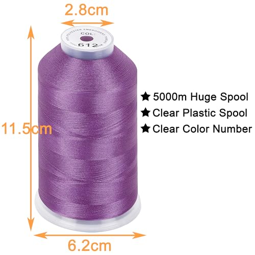 Image of New brothread - Single Huge Spool 5000M Each Polyester Embroidery Machine Thread 40WT for Commercial and Domestic Machines - Lilac