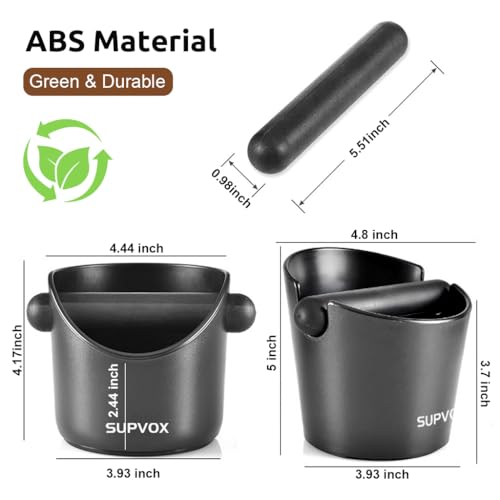 Image of Supvox Espresso Knock Box Coffee Grounds Collection Box Coffee Grounds Coffee Knock Box Coffee Grounds Knock Box with Knocking Bar Espresso Knock Box Espresso Machine Accessories