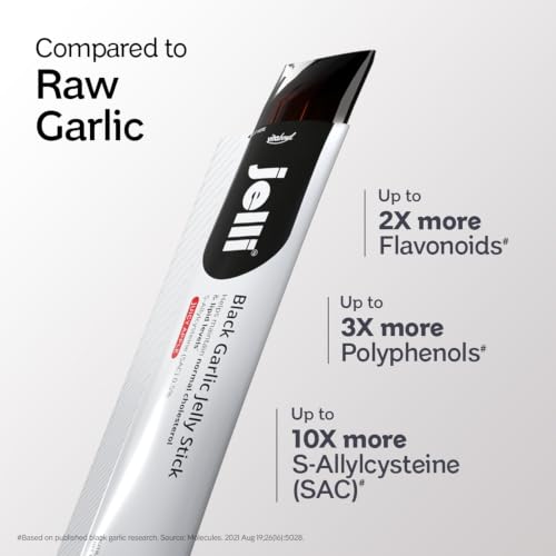 Image of Jelli Black Garlic Jelly Stick | Korean Aged Black Garlic (500mg) with 0.5% S-Allylcysteine (SAC) | Juicy Apple Flavor | No Added Sugar | Ready-to-Eat Daily Jelly | 15 Sticks (15g Each)
