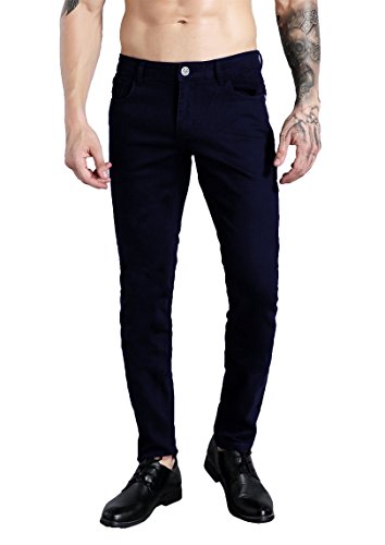 ZLZ Men's Skinny Slim Fit Stretch Comfy Fashion Denim Jeans Pants, Navy Blue, 30