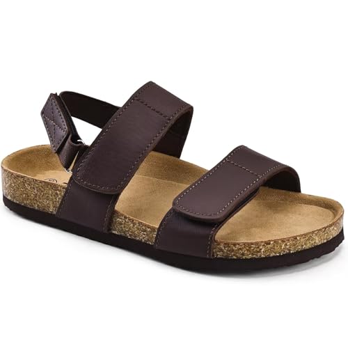 Image of Torotto Girls Boys Sandals with Cork Footbed Adjustable Straps Summer Glitter Slides Sandals Open Toes Flat for Kids Toddler