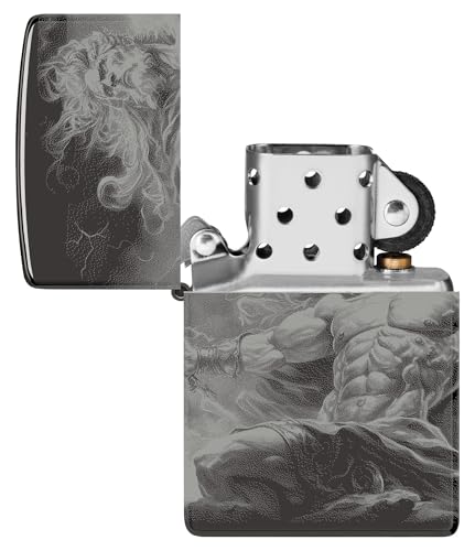 Encendedor Zippo Zeus Diseño Negro Brillante miniatura 2