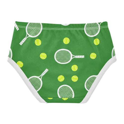 Cotton Toddler Underwear Floral Tennis Rackets Balls Green Panties for Girl Personalized Undies Kids Briefs 2t2