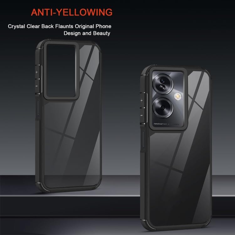 Image of SHINESTAR Ultra Slim Clear Back Cover for Oppo A79 5G, Transparent Hybrid Hard Shell Plastic & Soft Silicone Rubber Bumper, Non-Yellow Acrylic Protective Cover for Oppo A79 5G - Black