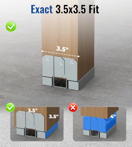 vikofan 4 Pack 4x4 Post Base Bracket - 1 Inch Standoff, Galvanized Steel Post Anchor for Concrete & Wood - Fits 3.6x3.6 Posts - Deck, Fence, Pergola, Railing, Handrail Support