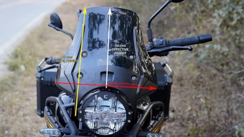 Vagary Premium Transparent Touring Windshield for RE Himalayan 450 II Hness CB 350 II RE Meteor 350 II RE Meteor 650 II Bullet Classic 350 II Triumph Speed 400 II TVS Ronin II Hunter 350