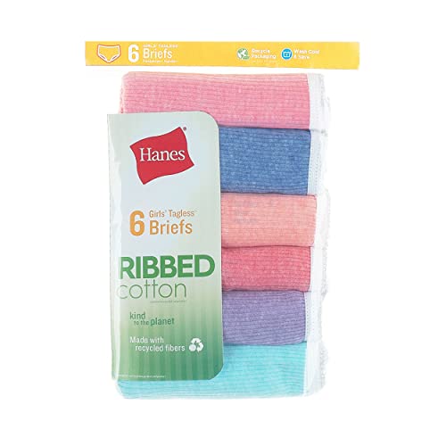 Hanes Girls' Underwear, Ribbed Moisture-Wicking Tagless Panties, Hipster & Brief, 6-Pack3