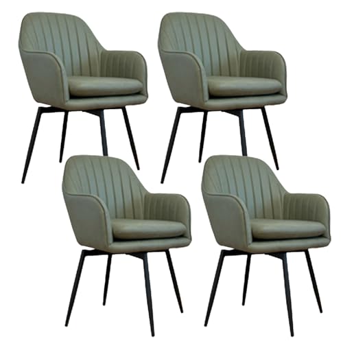 FV Interior ダイニングチェア 回転 2脚セット 4脚セット 肘付 肘付き レザー ファブリック 撥水 サボ (4脚セット, グリーン(レザーファブリック))
