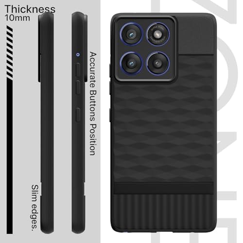 Image of Pikkme Back Cover for Motorola Moto Edge 60 Stylus 5G Soft Grip 3D Hexa Cube Texture Silicone Bumper Case (Black)