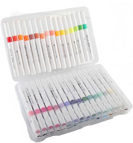 Acrylic Marker 48 Colors Set Water-Based Fine Tip Paint Pens for Rock Painting Glass Canvas Wood Metal DIY Art Projects Professional Artist Markers with Storage Case