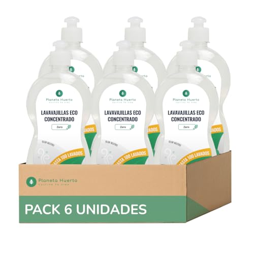 Planeta Huerto | Pack 6x Lavavajillas Manual Hipoalergénico Sin Perfume ECO Planeta Huerto 750 ml - Limpieza Ecológica y Suave para Utensilios de Cocina Sensibles y Piel Delicada