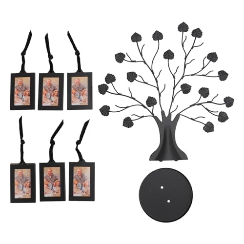 Juqrelith Marco de Fotos Árbol Genealógico, 6 Compartimentos para Fotos 2x3 Pulgadas, Acero Resistente, 28x30,5cm - Diseño Multifuncional, Decoración Hogar, Regalo Ideal para Familias