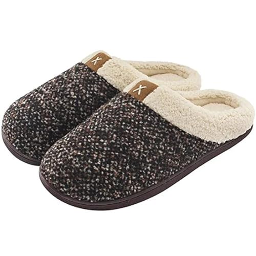 MDSIOKHJ Pantuflas Para Hombre Pantuflas De Espuma Viscoelástica Cómodas For Hombre, Zapatos Cálidos Con Forro, Invierno Sencillas Y Modernas For El Hogar For(Coffee,40-41)