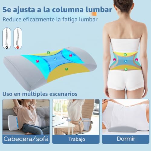 Miniatura 3 de Hydomi Almohada De Apoyo Lumbar Para Cama, Almohada De Espuma Viscoelástica De Gel Refrescante Para Dolor Lumbar, Cojín Ergonómico De Apoyo Lumbar Para Dormir, Almohada De Apoyo Para La Espalda Para