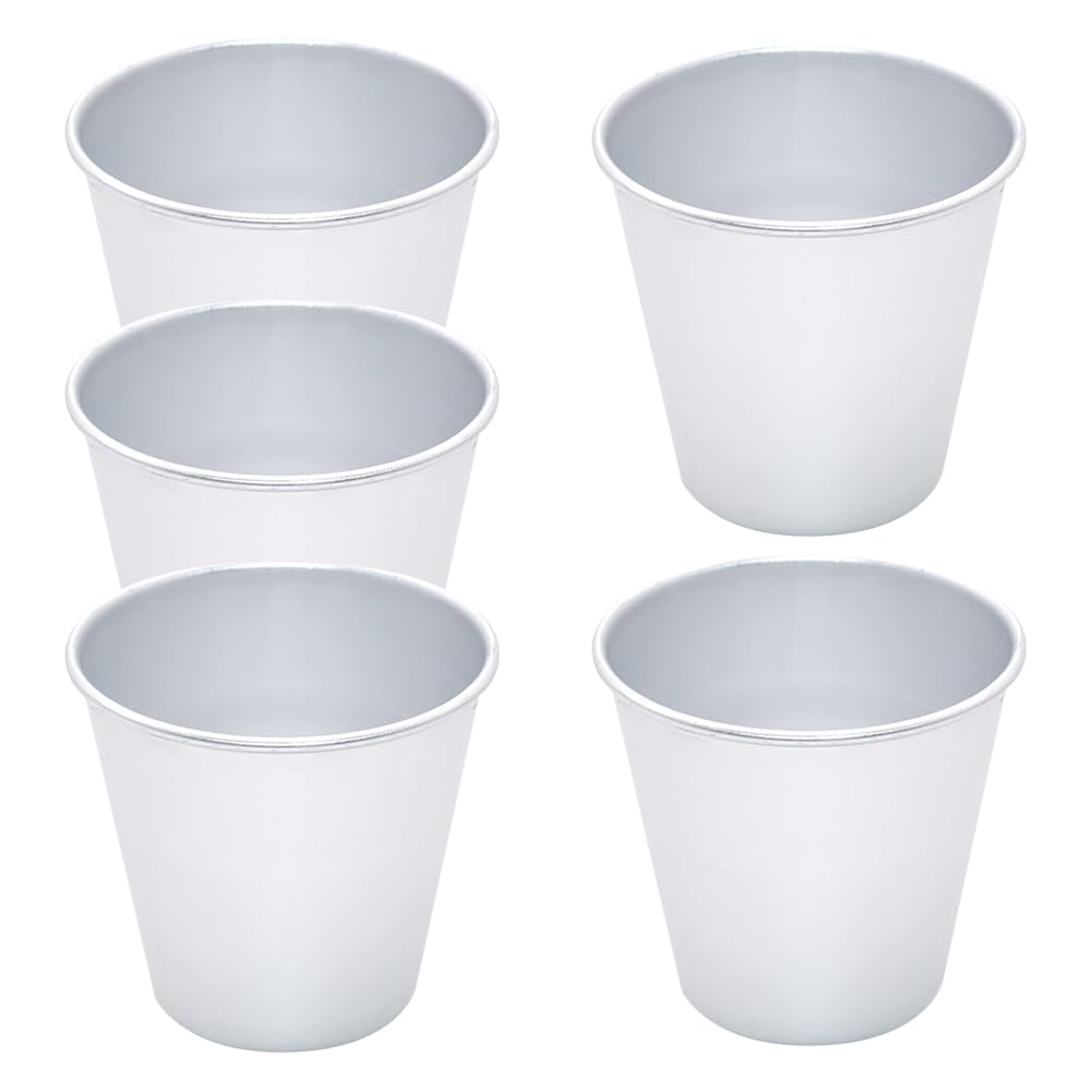 HugeDE 5 Pcs 180ml Small Pudding Moulds Nonstick Muffin Cups Aluminum Cake Baking Tins Reusable Cake Cups Pudding Cupcake Cups for DIY Cooking
